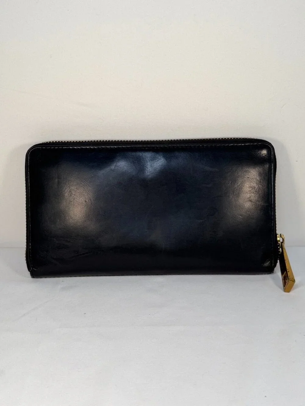 MARGOT NY Black Leather Gabby Zip-Around Large Wallet